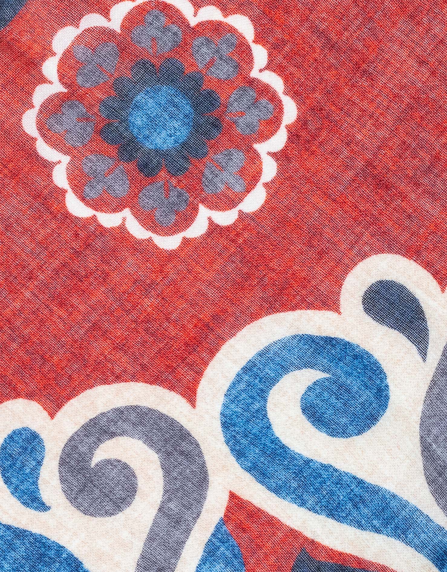 Brick Red Large Medallion Italian Wool Scarf
