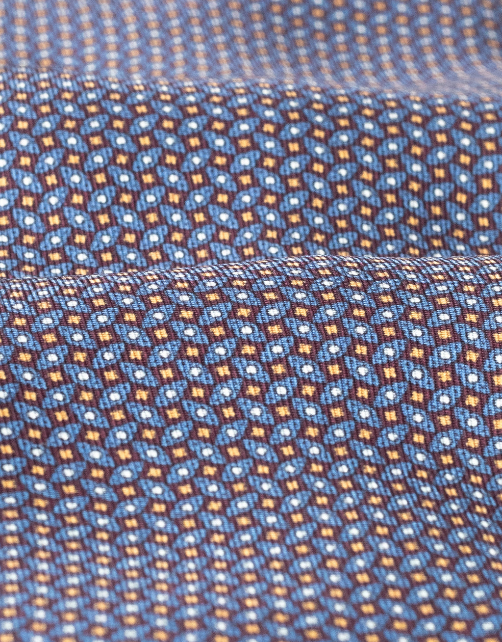 Blue & Brick Geometric Italian Silk Tie