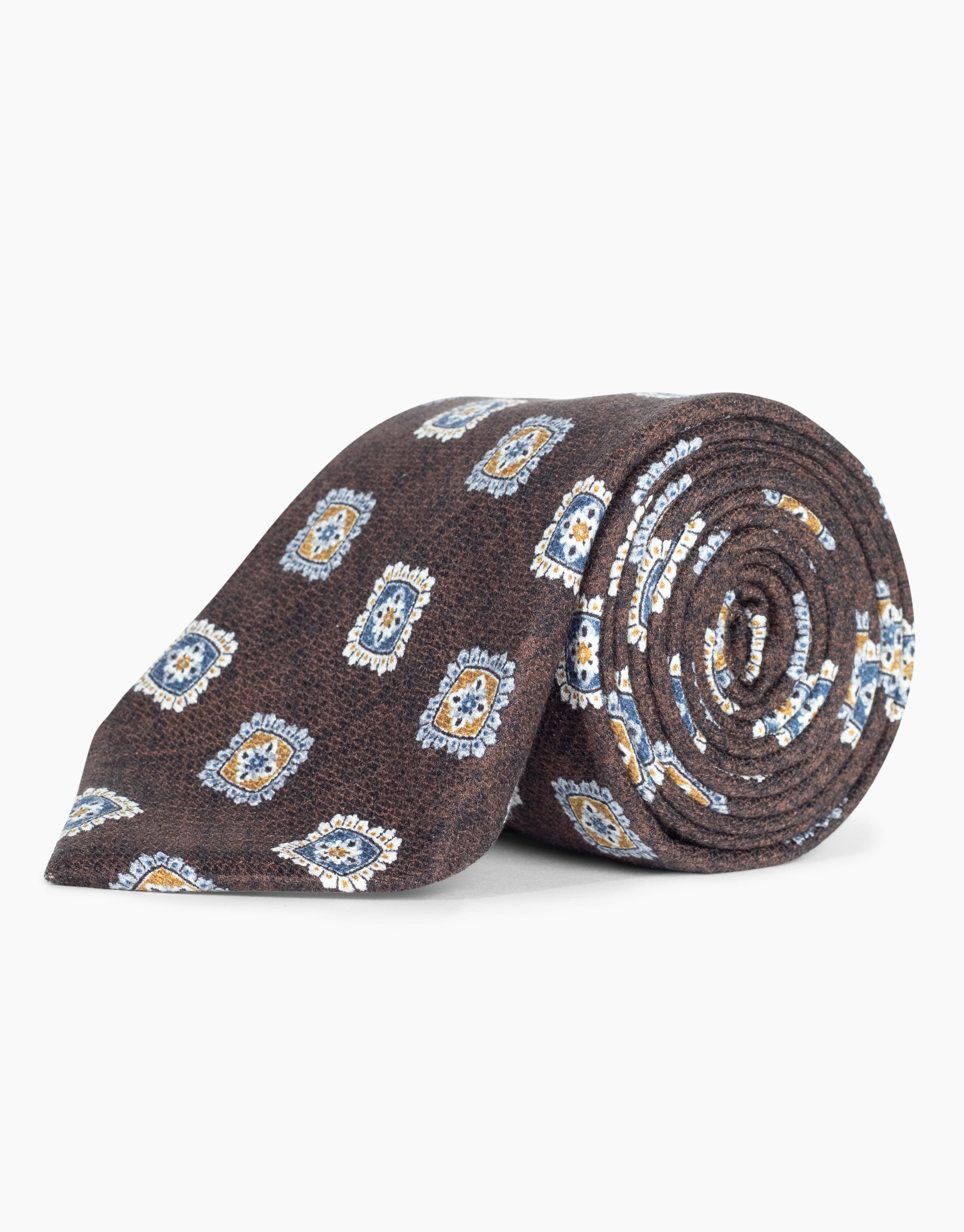 Rust & Blue Medallion Italian Silk Tie