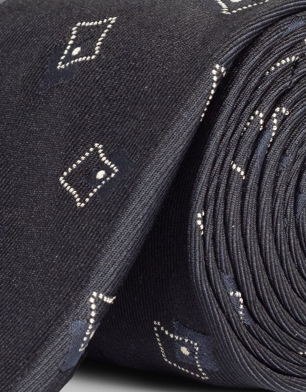 Navy Scattered Diamond Italian Silk Tie