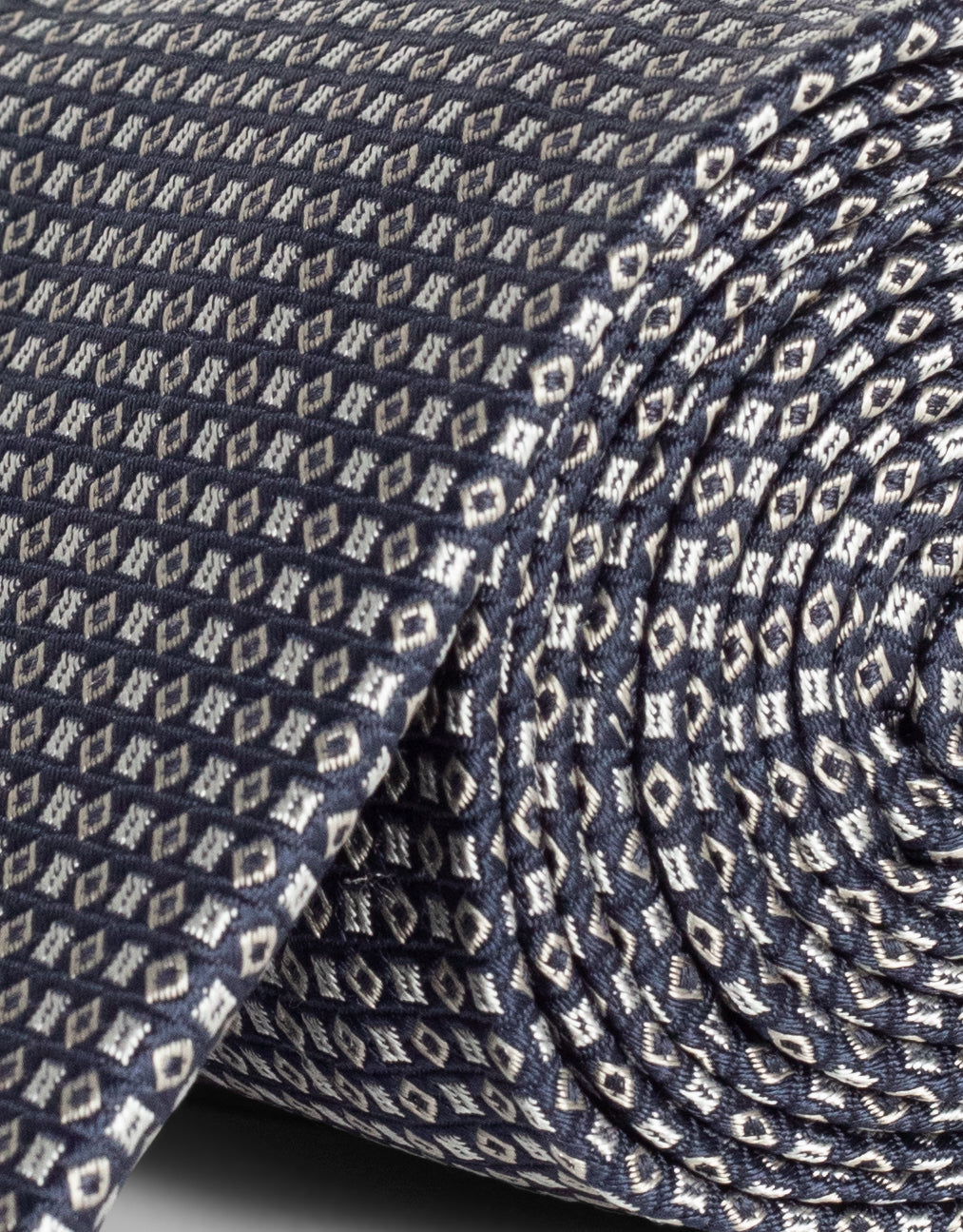 Navy Geometric Twill Italian Silk Tie