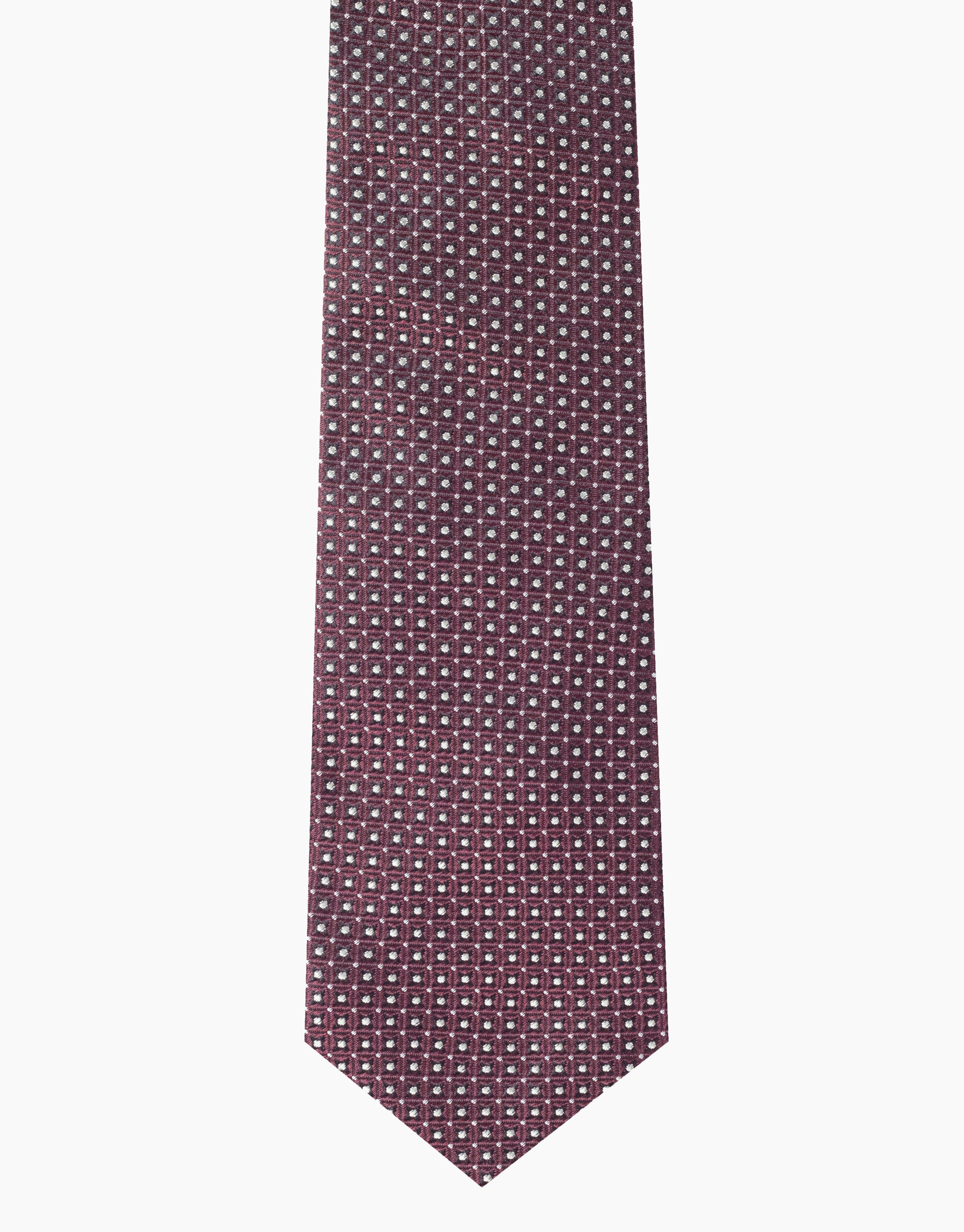 Maroon & Cream Foulard Italian Silk Tie