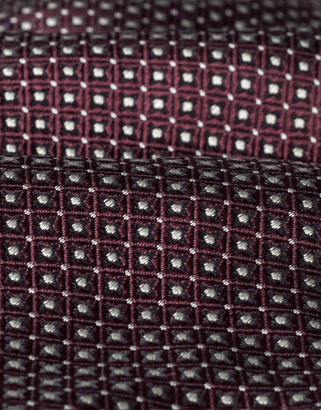 Maroon & Cream Foulard Italian Silk Tie