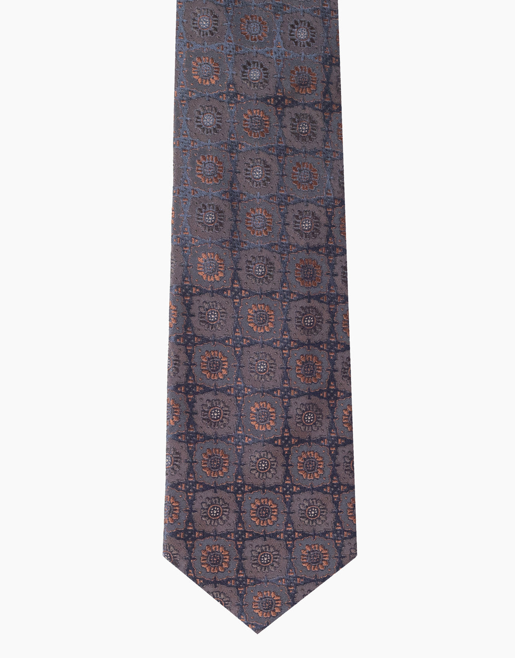 Navy & Rust Floral Italian Silk Tie