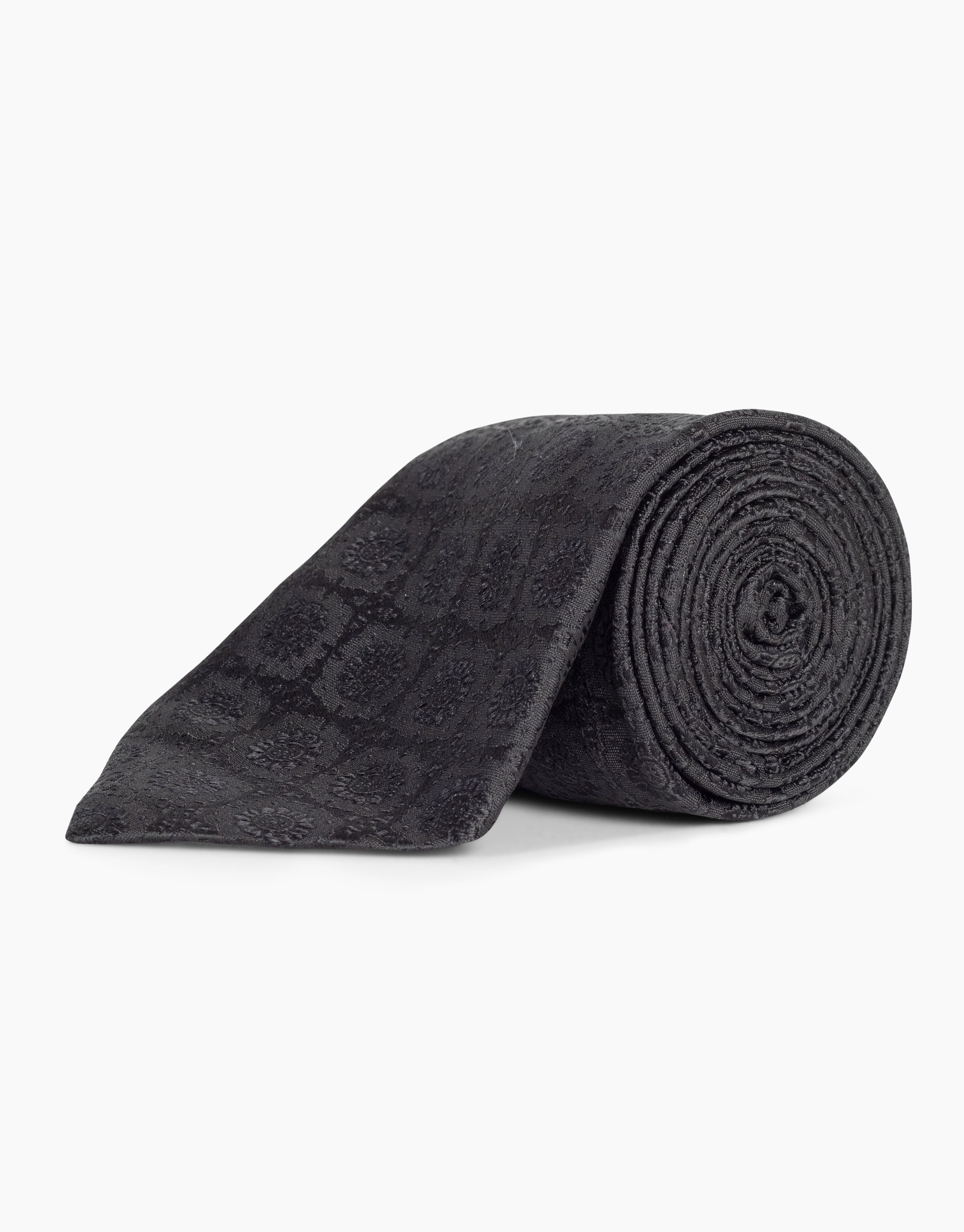 Black Medallion Jacquard Italian Silk Tie