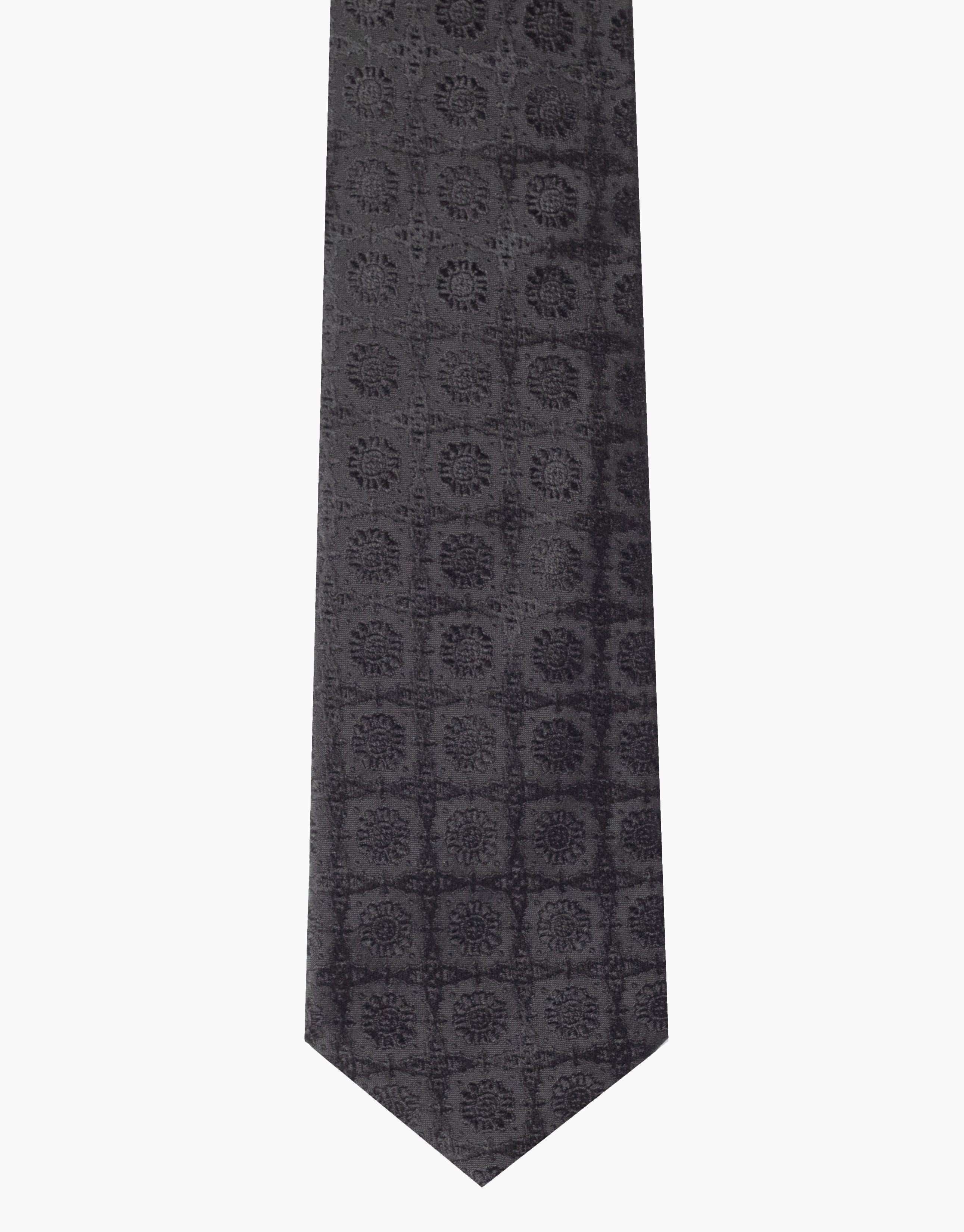 Black Medallion Jacquard Italian Silk Tie