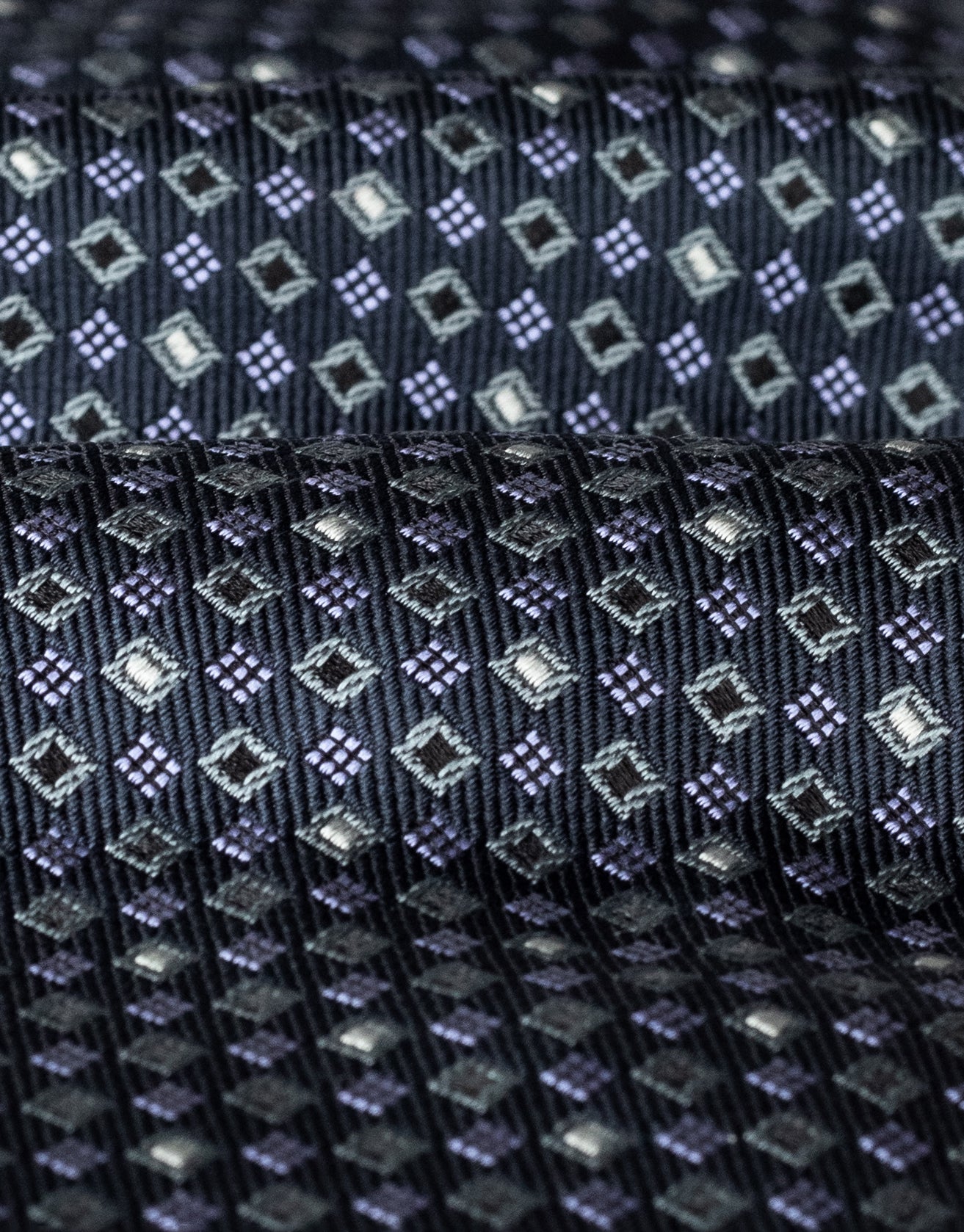 Navy & Lilac Square Geo Italian Silk Tie