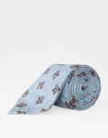 Sky Blue Foulard Italian Silk Tie - rolled