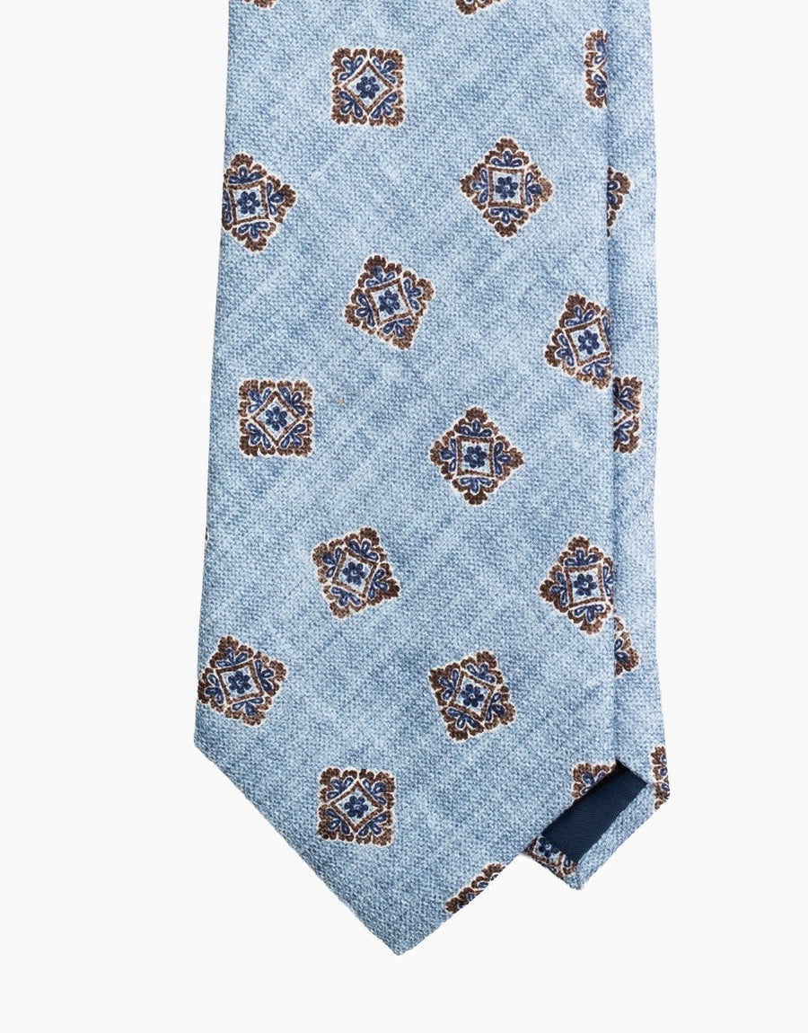Sky Blue Foulard Italian Silk Tie - tie point