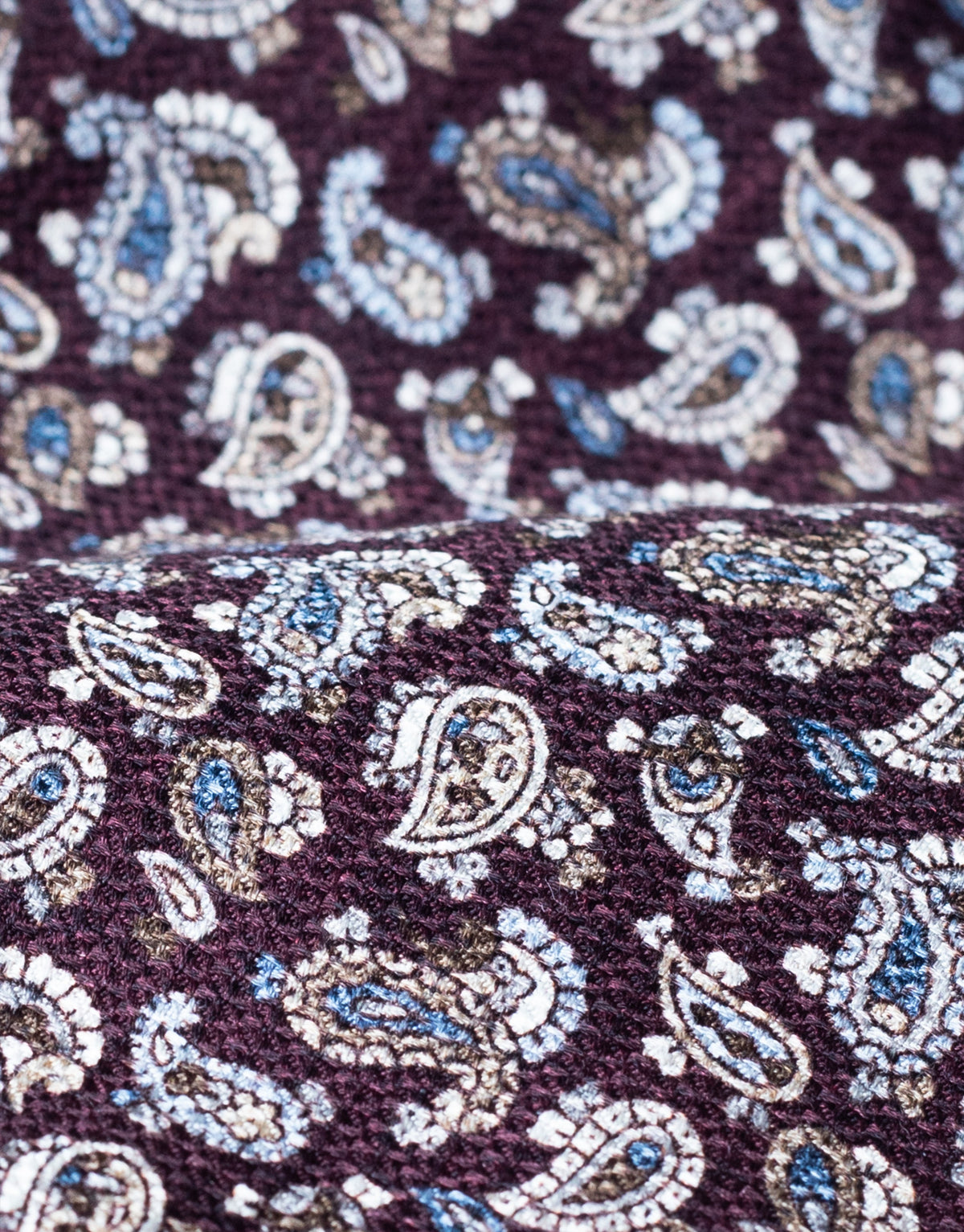 Mahogany Brown Paisley Italian Silk Tie - fabric close-up