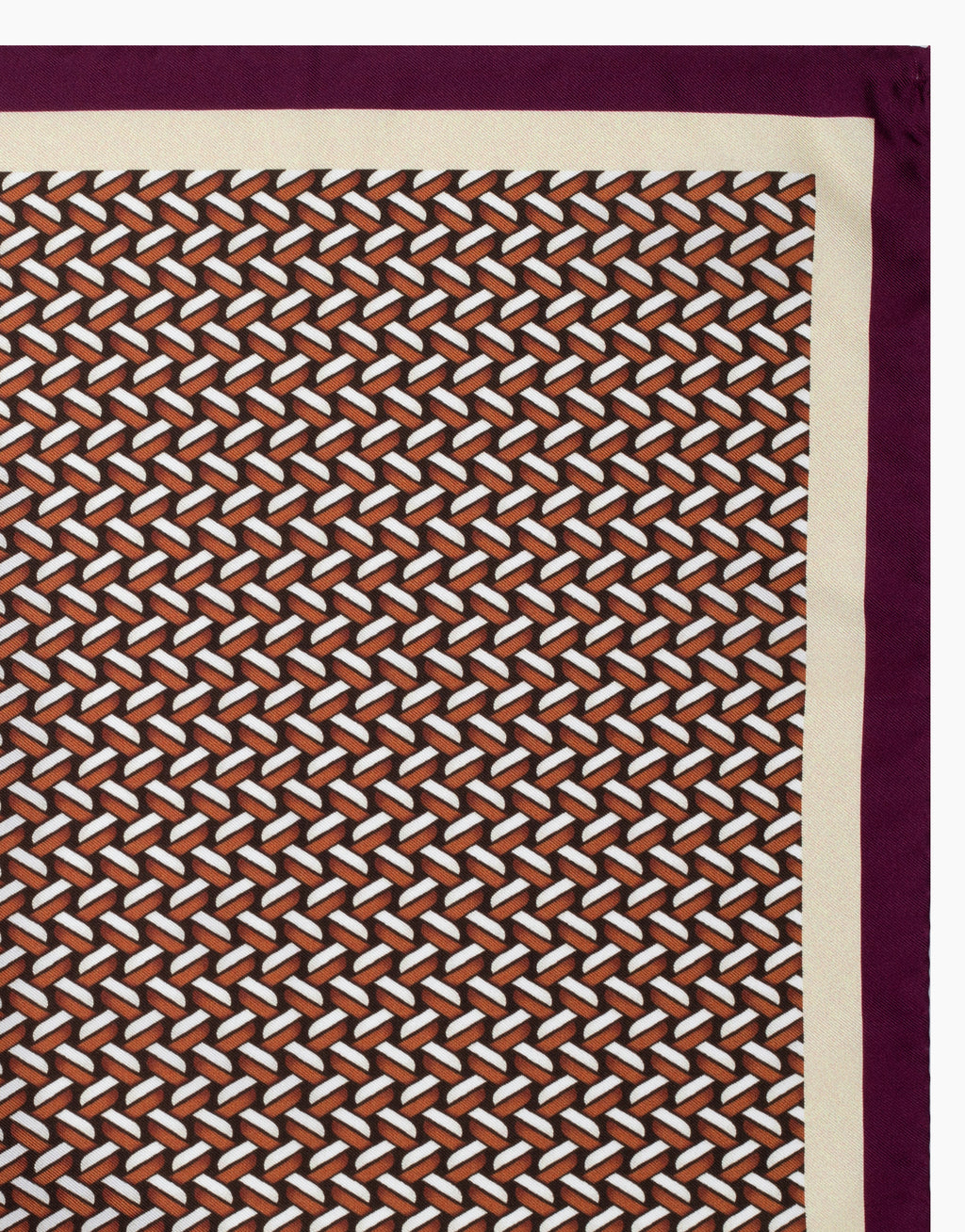 Red & White Weave Geo Italian Silk Pocket Square