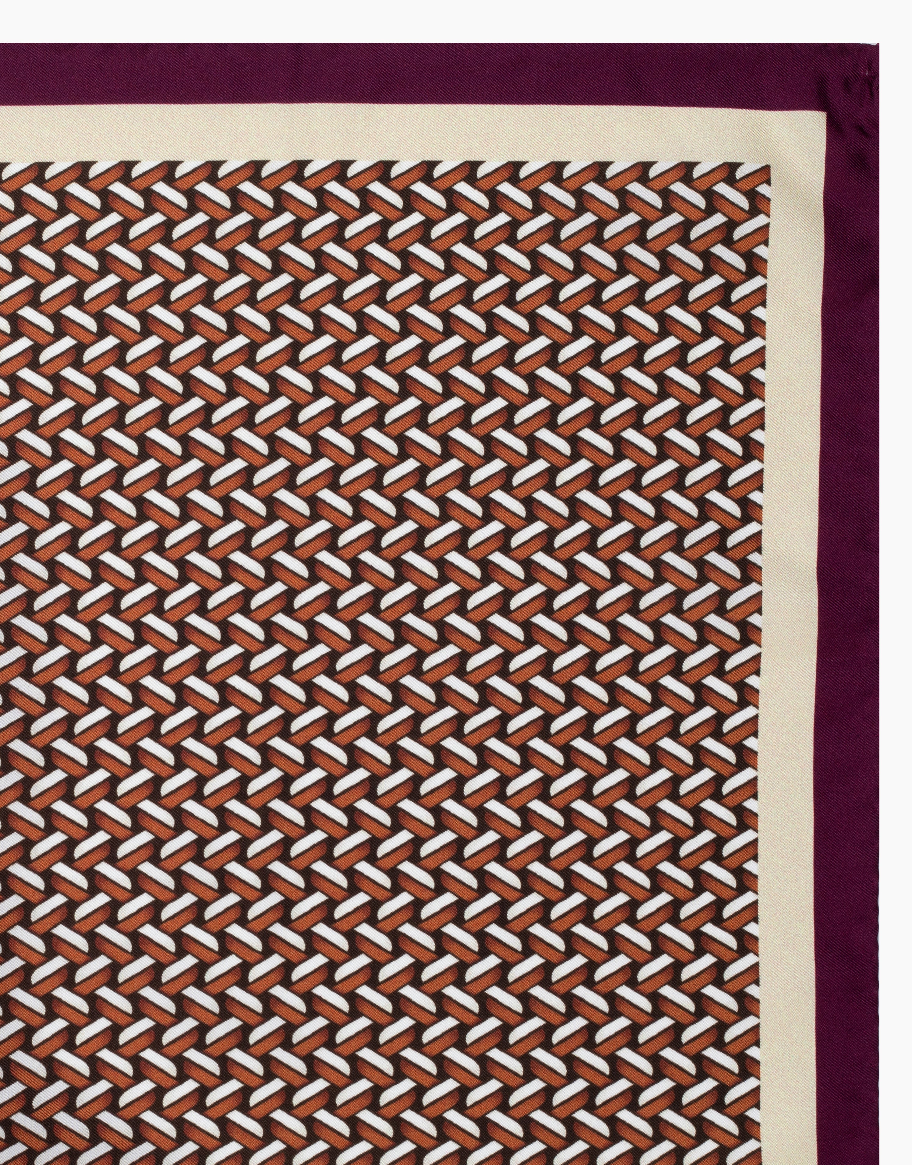 Red & White Weave Geo Italian Silk Pocket Square