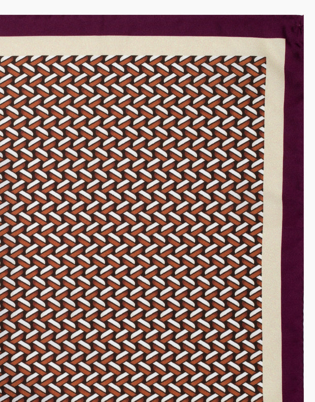 Red & White Weave Geo Italian Silk Pocket Square