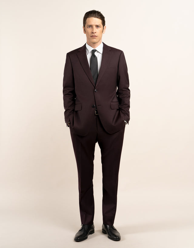 Lotus Burgundy Twill Suit Trouser