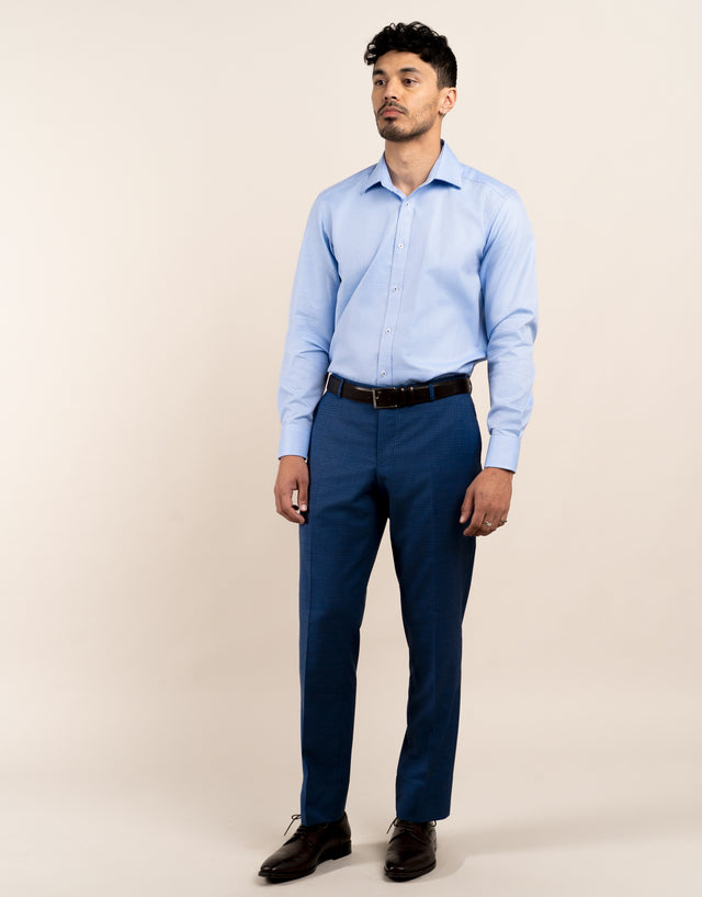 Lotus Mid Blue Check Suit Trouser