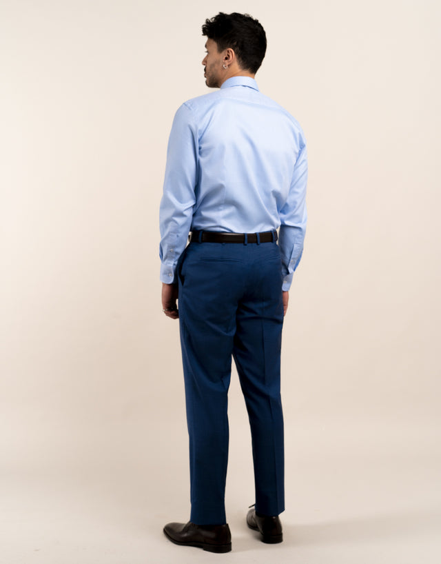 Lotus Mid Blue Check Suit Trouser