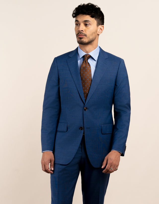 Cooper Mid Blue Check Suit Jacket