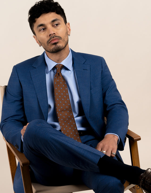 Cooper Mid Blue Check Suit Jacket