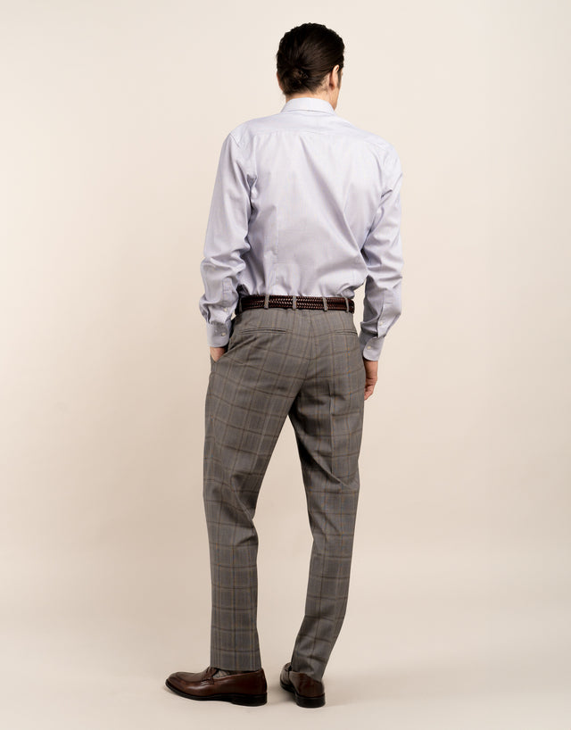 Lotus Grey and Brown Check Suit Trouser