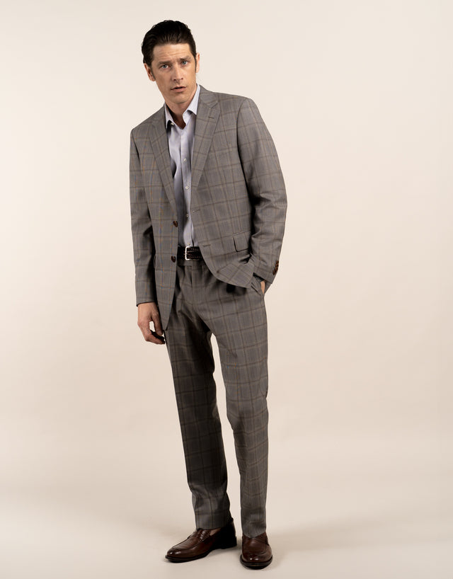 Cooper Grey and Brown Check Suit