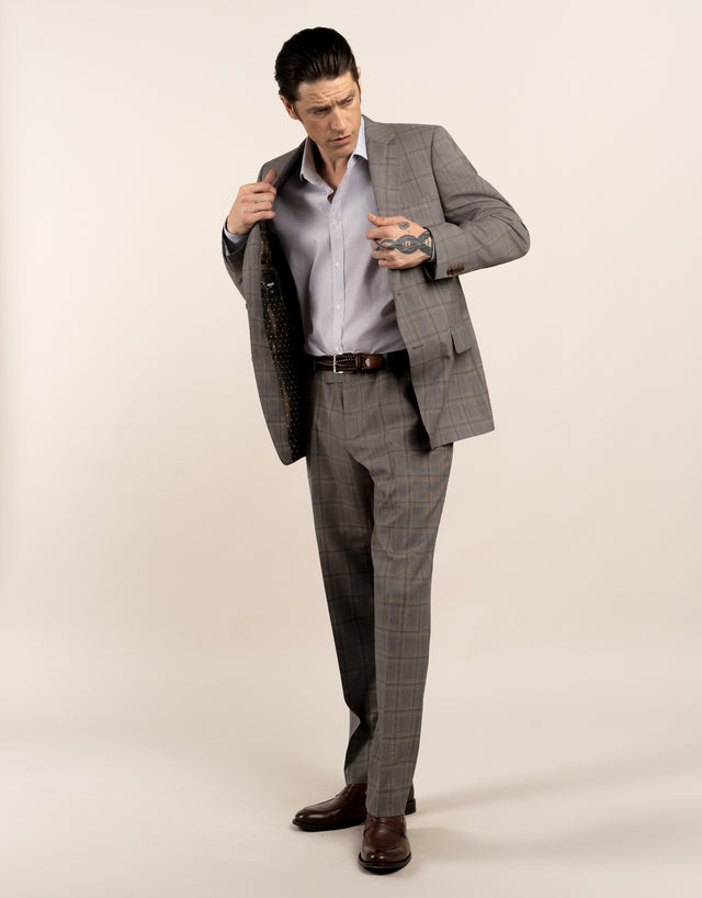 Cooper Grey and Brown Check Suit