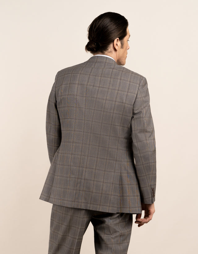 Cooper Grey and Brown Check Suit Jacket