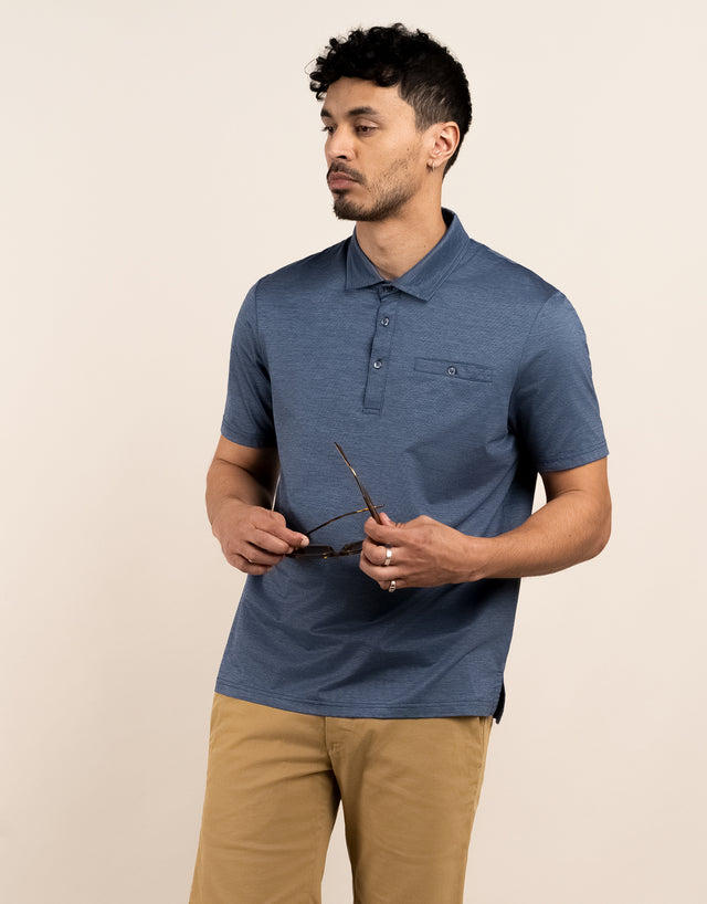 Portofino Denim Blue Marle Polo Shirt