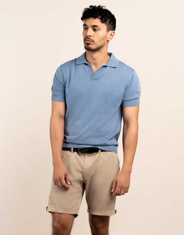 Amalfi Dusty Blue Knitted Polo