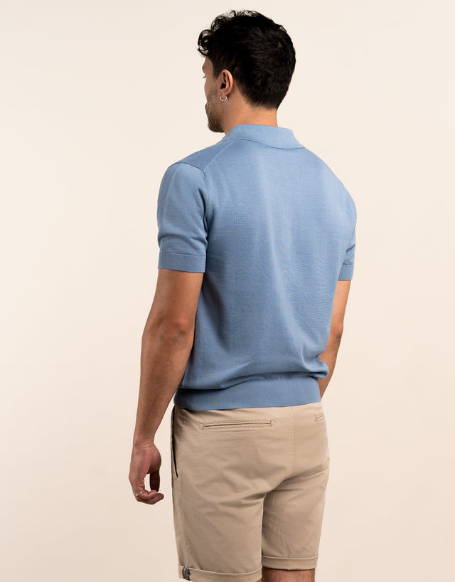 Amalfi Dusty Blue Knitted Polo