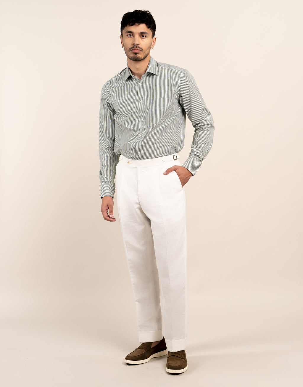 Evans White Linen-Cotton Trouser