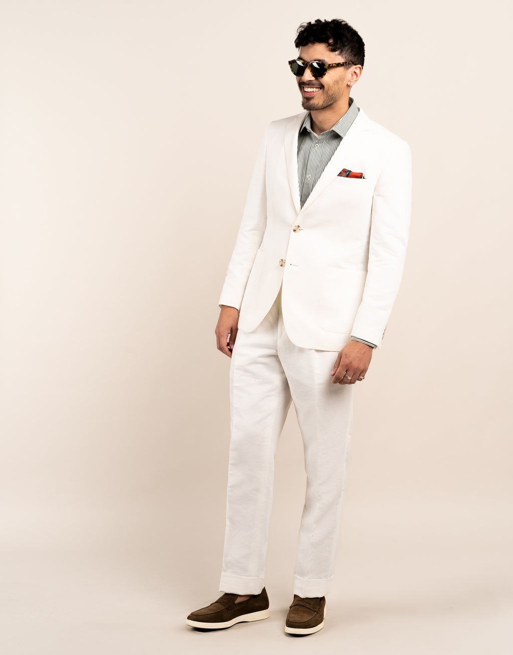 Shay is 185cm wearing size 100 Regular jacket & 88 trouser