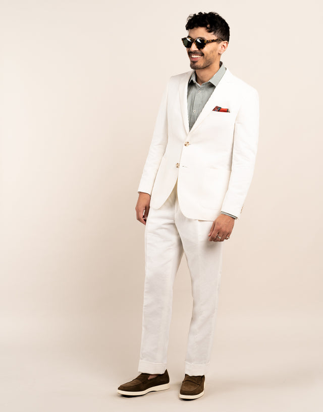 Malta White Linen Blend Suit