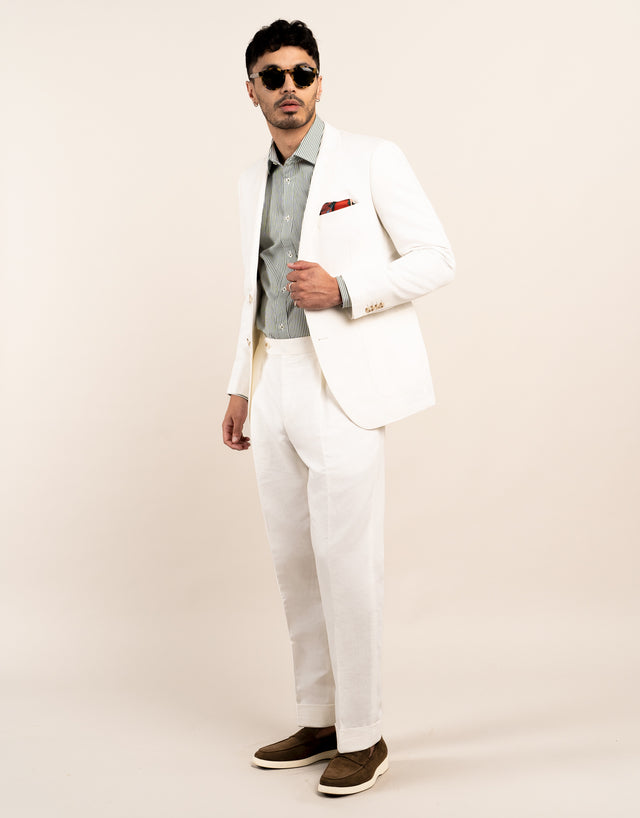 Malta White Linen Blend Suit