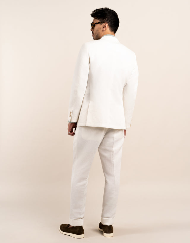 Malta White Linen Blend Suit