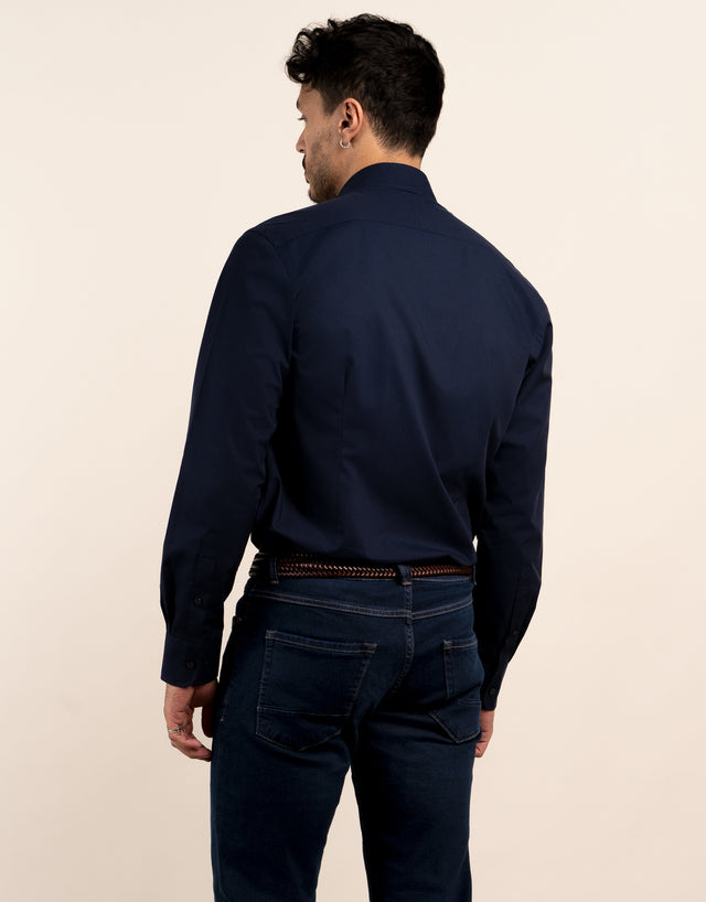 London Navy Plain Poplin Shirt