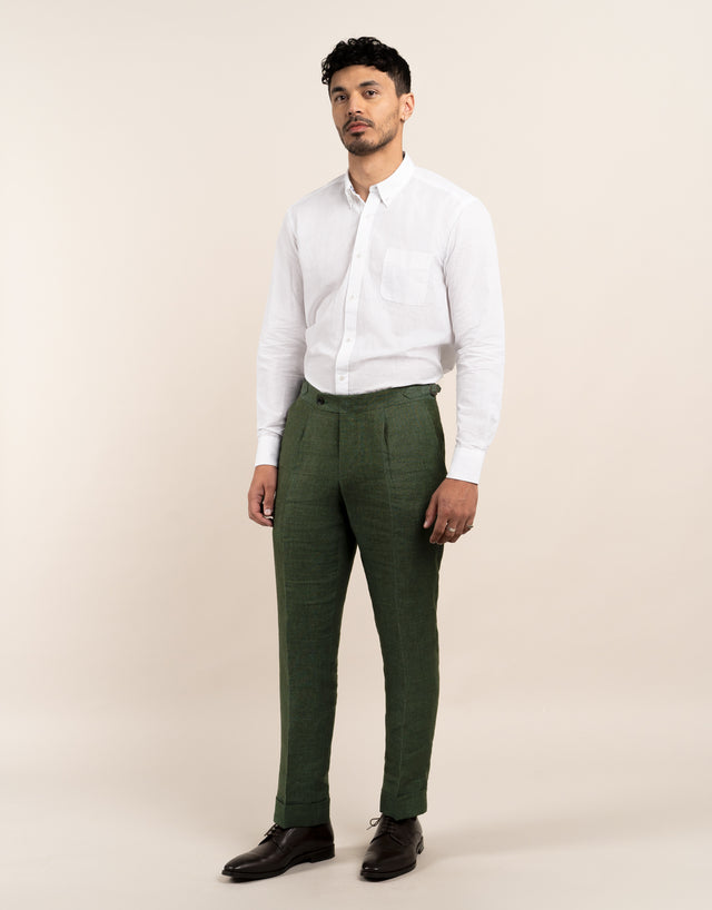 Hawker Forest Green Linen Suit