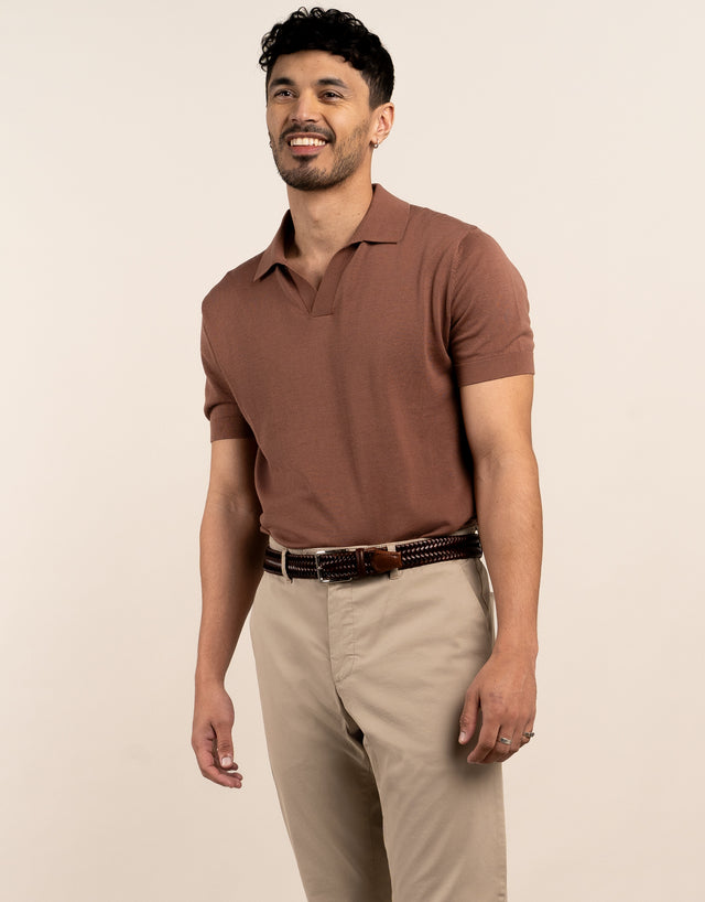 Amalfi Brown Knitted Polo