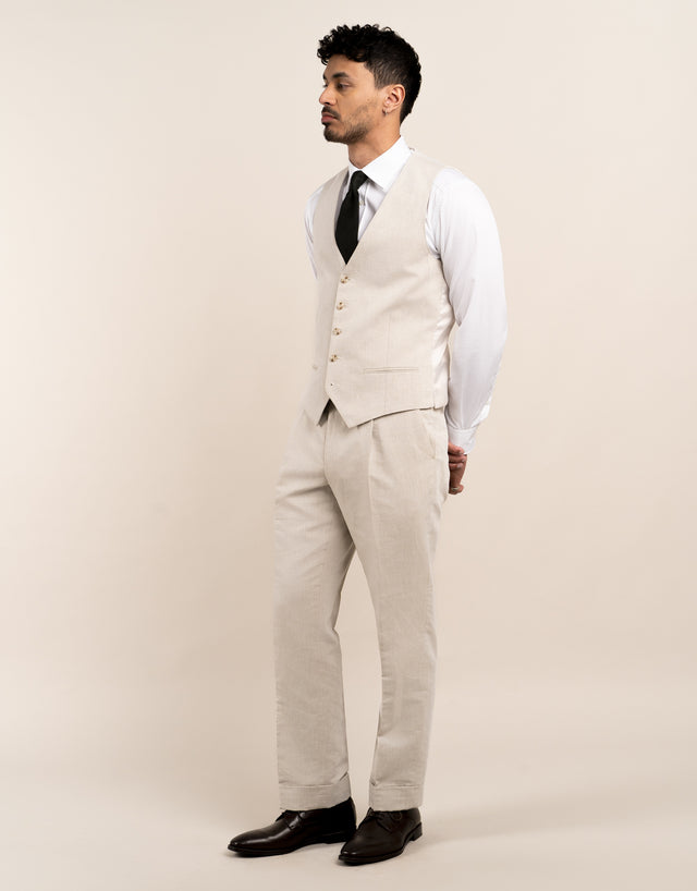 Malta Beige Linen Blend Suit