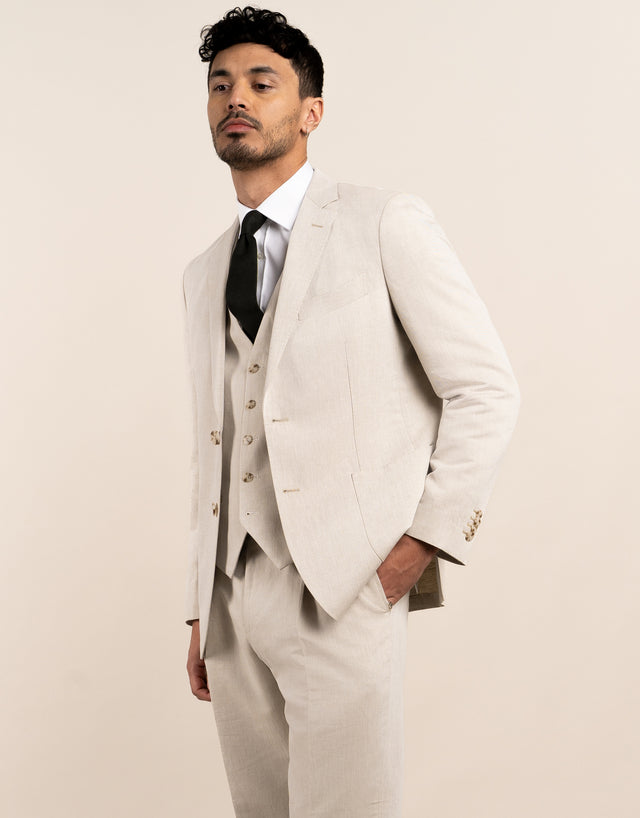 Malta Beige Linen Blend Blazer