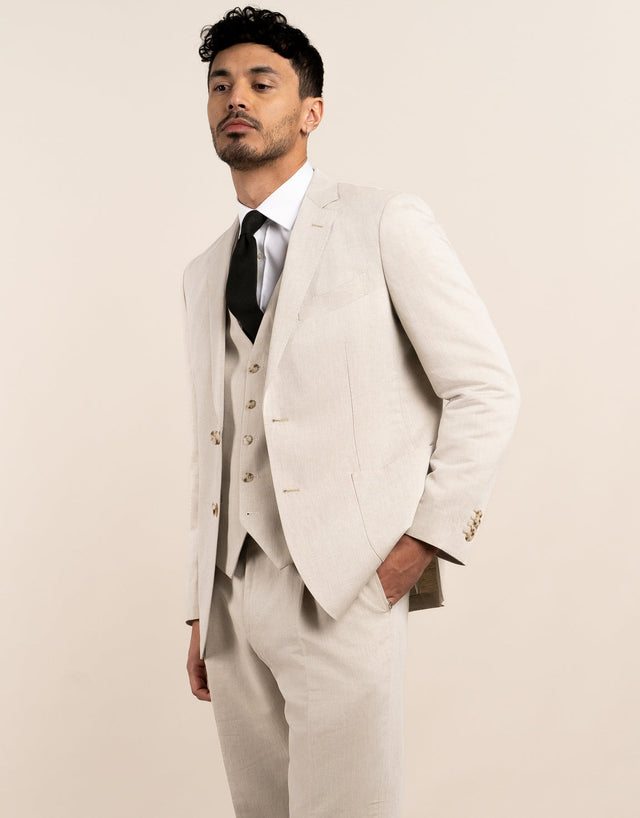 Malta Beige Linen-Cotton Blazer