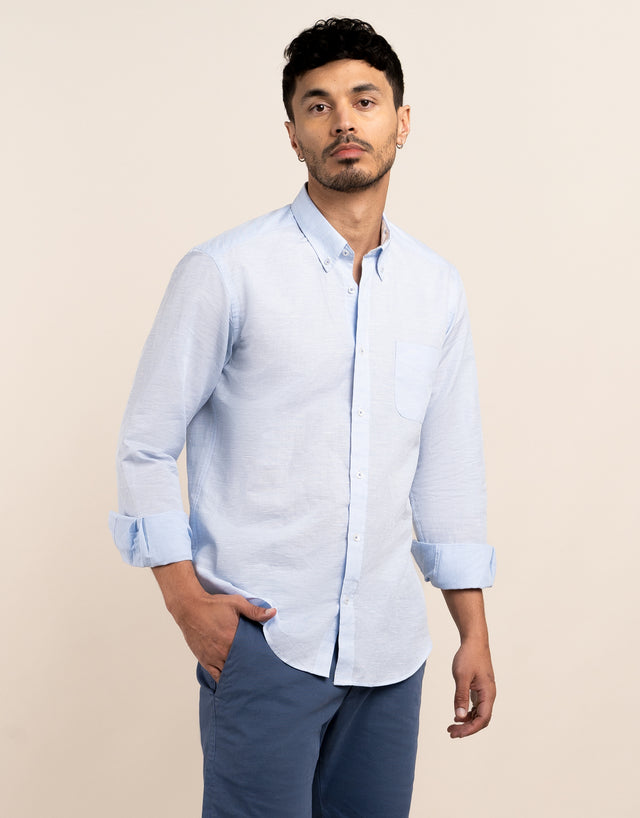 Ohope Light Blue Cotton-Linen Shirt