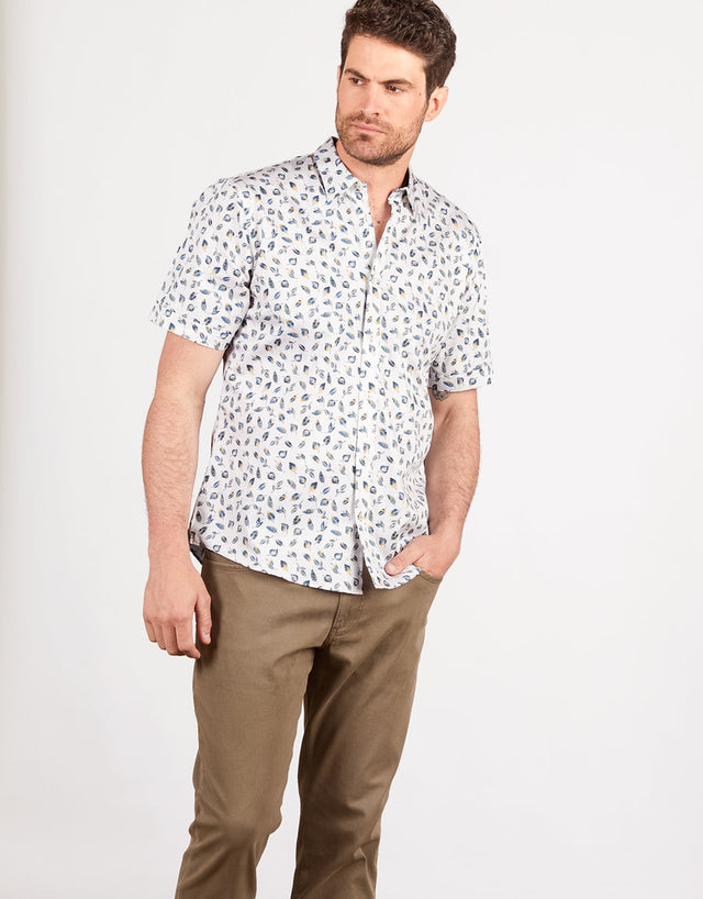 Raglan Leaf Print Short Sleeve Shirt