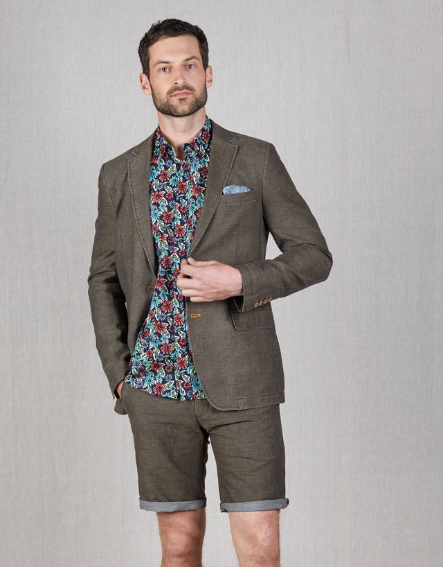 Split Brown Birdseye Blazer