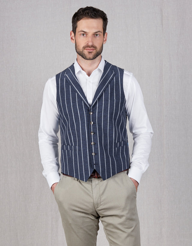 Shelby Blue Stripe Waistcoat