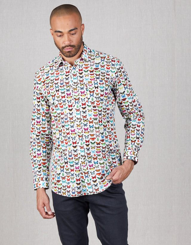 Sinatra Butterflies Print Shirt