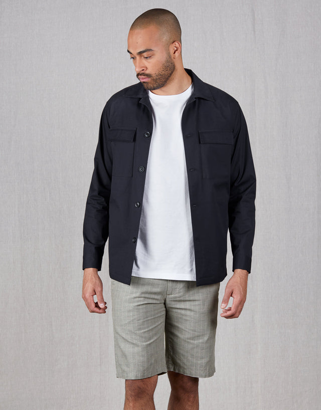 Tamaki Navy Stretch Shirt Jacket