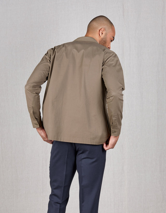 Tamaki Brown Stretch Twill Shirt Jacket