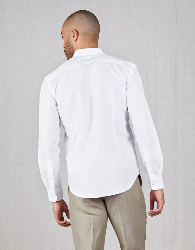 Ohope White Cotton-Linen Shirt
