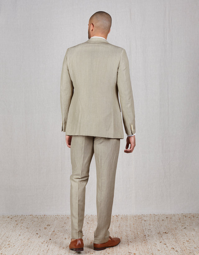 Hawker Bone Linen-Wool Blend Twill Suit