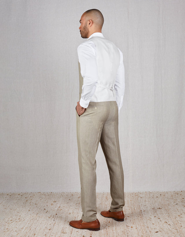 Hawker Bone Linen-Wool Blend Twill Suit